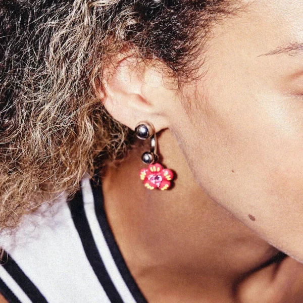 Arete Solitario CUCKOO Stud Earring XL Red