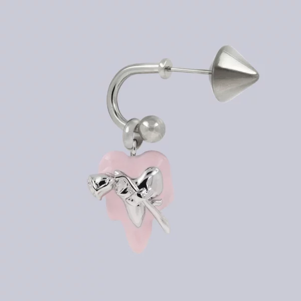 Arete Solitario Poem Heart Stud Earring M