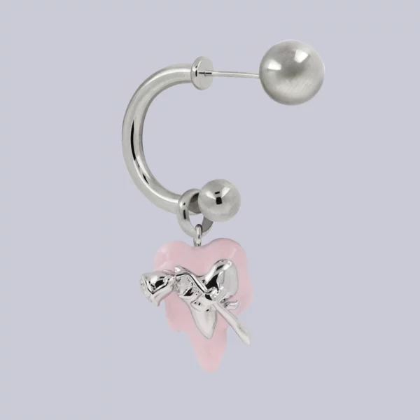 Arete Solitario Poem Heart Stud Earring XL