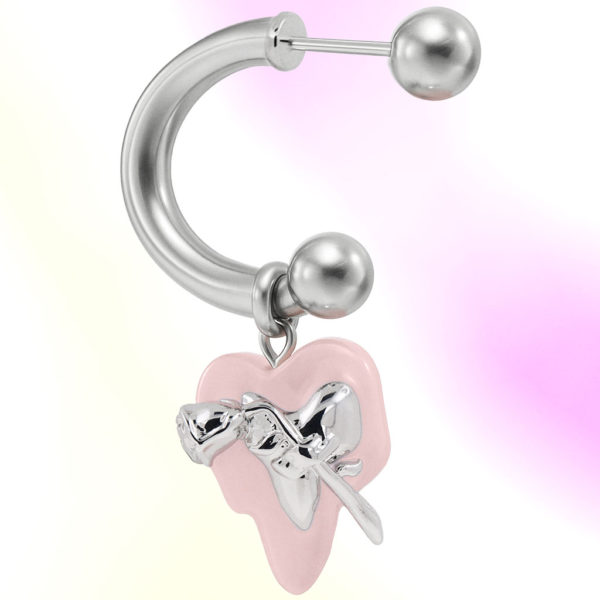 Arete Solitario Poem Heart Stud Earring XL